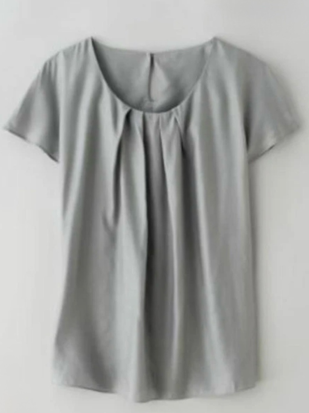 Boden Ravello Top Classic Pleat-Front Short Sleeve Top - Light Gray